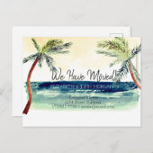 Waterverf Kool Beach Palm Moving Aankondigingskaart (Voorkant / Achterkant)