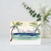 Waterverf Kool Beach Palm Moving Aankondigingskaart (Staand voorkant)