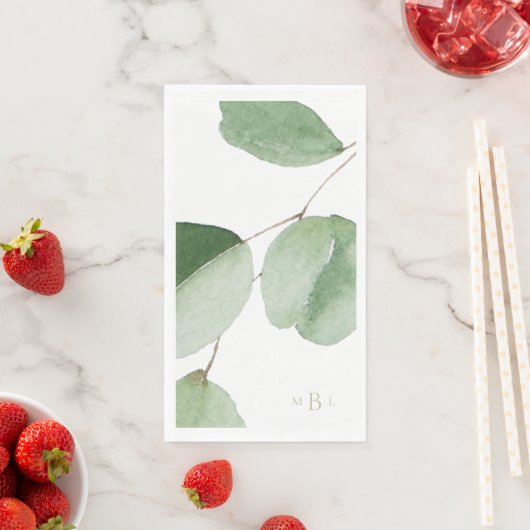 Waterverf Koper Eucalyptus Monogram Servet (Insitu)