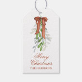 Waterverf koperen boog lint garland kerst cadeaulabel (Voorkant)