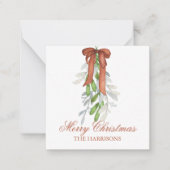 Waterverf koperen lint garland swag kerst notitiekaartje (Voorkant)