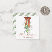 Waterverf koperen lint garland swag kerst notitiekaartje (Voorkant / Achterkant in situ)