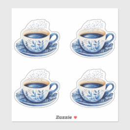 Waterverf Kopjes 5 Blauw Sticker