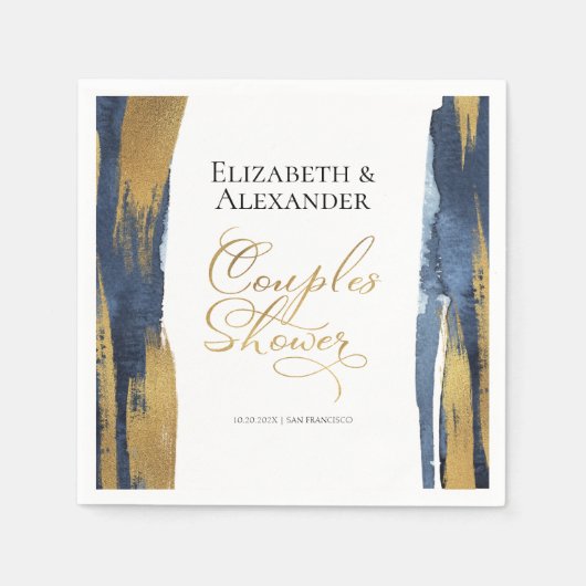 Waterverf Koppel Shower Servetten | Blauwe Abstrac (Voorkant)