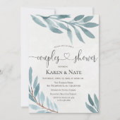 Waterverf Koppels Douche Botanische Uitnodiging (Voorkant)