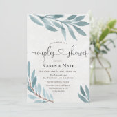 Waterverf Koppels Douche Botanische Uitnodiging (Staand voorkant)