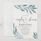 Waterverf Koppels Douche Botanische Uitnodiging (Voorkant / Achterkant)