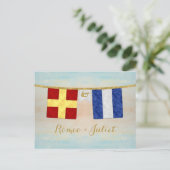 Waterverf koppels monogram maritieme signaalvlagge briefkaart (Staand voorkant)