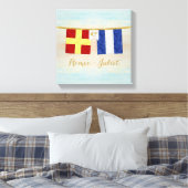 Waterverf koppels monogram maritieme signaalvlagge canvas afdruk (Insitu (Slaapkamer))