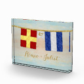 Waterverf koppels monogram maritieme signaalvlagge fotoblokken (Rechts)