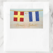 Waterverf koppels monogram maritieme signaalvlagge rechthoekige sticker (Tas)