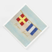 Waterverf koppels monogram maritieme signaalvlagge servetten (Hoek)