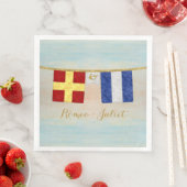 Waterverf koppels monogram maritieme signaalvlagge servetten (Insitu)