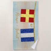 Waterverf koppels monogram maritieme signaalvlagge strandlaken (Voorkant)