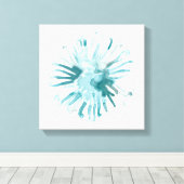 Waterverf koraal - blauw 2 canvas afdruk (Insitu (Houten vloer))