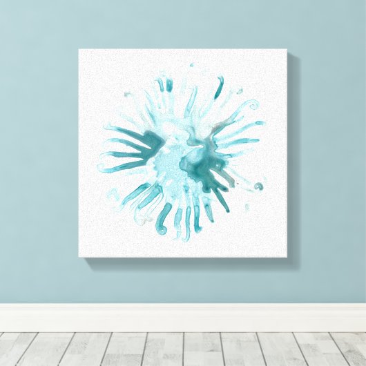 Waterverf koraal - blauw 2 canvas afdruk (Insitu (Houten vloer))