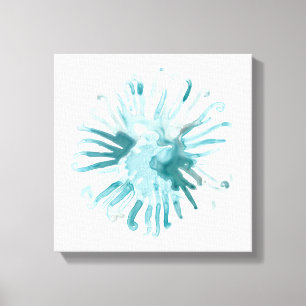 Waterverf koraal - blauw 2 canvas afdruk