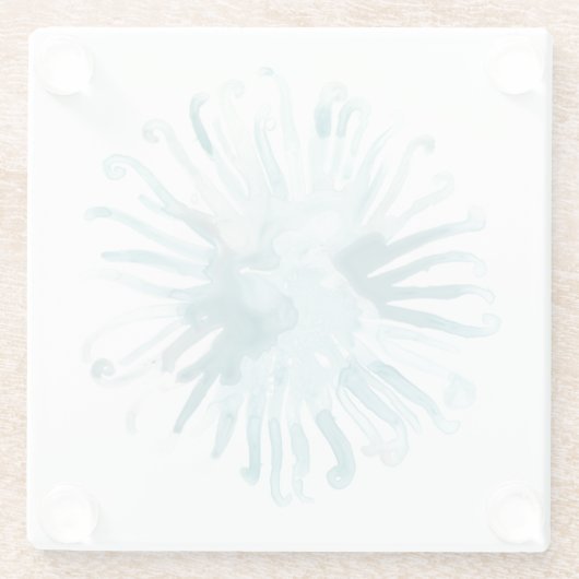 Waterverf koraal - blauw 2 glazen onderzetter (Achterkant)