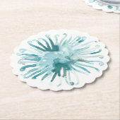 Waterverf koraal - blauw 2 kartonnen onderzetters (Gekanteld)