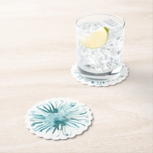 Waterverf koraal - blauw 2 kartonnen onderzetters (Insitu)