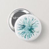 Waterverf koraal - blauw 2 ronde button 5,7 cm (Voorkant /achterkant)
