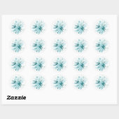 Waterverf koraal - blauw 2 ronde sticker (Vel)