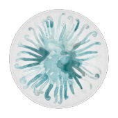 Waterverf koraal - blauw 2 snijplank (Voorkant)