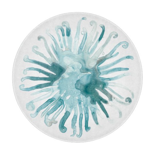 Waterverf koraal - blauw 2 snijplank (Voorkant)