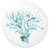 Waterverf koraal - blauw keramische knop (Voorkant)