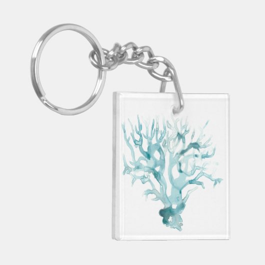 Waterverf koraal - blauw sleutelhanger (Voorkant Links)