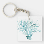 Waterverf koraal - blauw sleutelhanger (Voorkant)