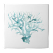 Waterverf koraal - blauw tegeltje (Voorkant)