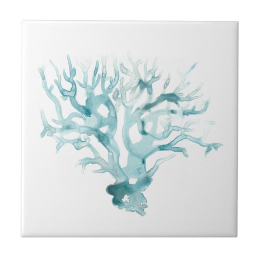 Waterverf koraal - blauw tegeltje (Voorkant)