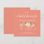 Waterverf Koraal Bloemen Bruids Douche Uitnodiging (Voorkant / Achterkant)