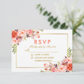 Waterverf Koraal Bloemen RSVP Gouden Bruiloft (Staand voorkant)