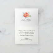 Waterverf koraal bloemengroen marinebruiloft bedankkaart (Binnen)