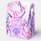 Waterverf Koraal en Zee Shell in Roze & Paarse Bedankdoosjes (Geopend)