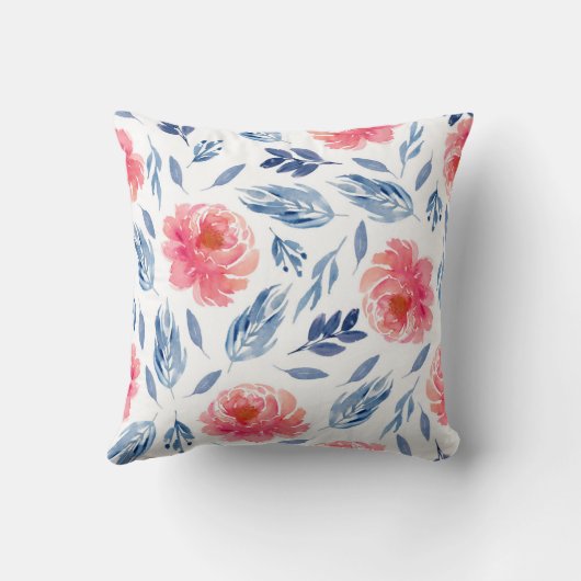 Waterverf koraal- en zeemantmeel kussen (Achterkant)