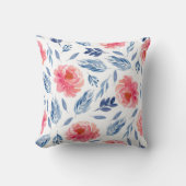 Waterverf koraal- en zeemantmeel kussen (Voorkant)