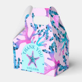 Waterverf Koraal en zeesterren in Roze & Turquoise Bedankdoosjes (Voorkant Zijde)
