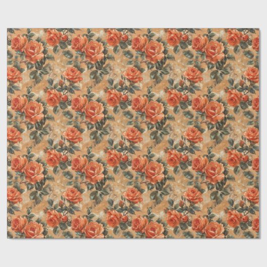  waterverf koraal Engels rozen koper Cadeaupapier (Vlak)