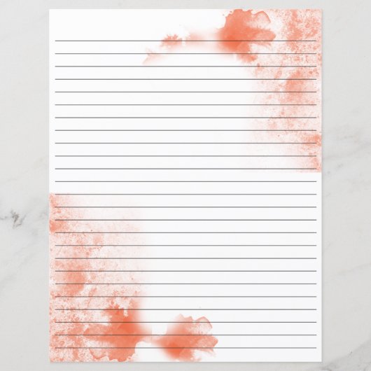 Waterverf koraal gestreept briefpapier (Achterkant)