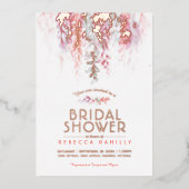 Waterverf koraal groen goud vrijgezellenfeest foto folie uitnodiging (Voorkant)