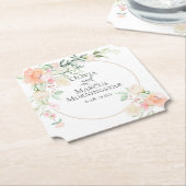 Waterverf Koraal Ivoor Bloeit en Foliage Kartonnen Onderzetters (Gekanteld)