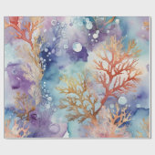Waterverf Koraal luxe Paarse Tone Cadeaupapier (Vlak)