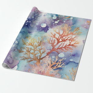 Waterverf Koraal luxe Paarse Tone Cadeaupapier