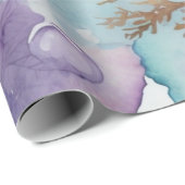 Waterverf Koraal luxe Paarse Tone Cadeaupapier (Rol Hoek)