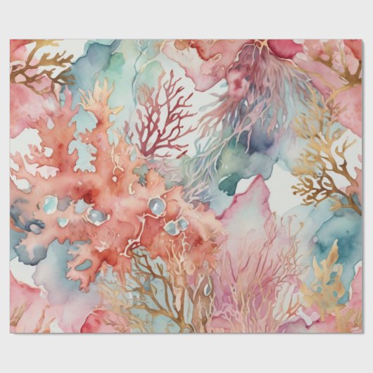 Waterverf Koraal luxueus Cadeaupapier (Vlak)