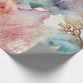 Waterverf Koraal luxueus Cadeaupapier (Hoek)