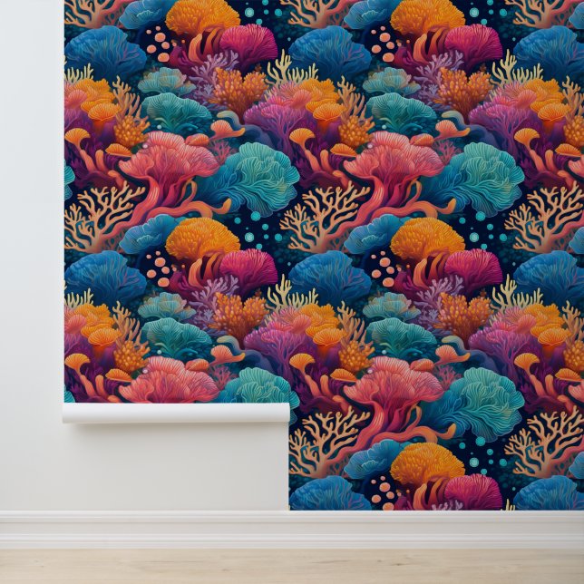 Waterverf koraal nautisch onder het Zee Ocean Life Behang (Applicatie)